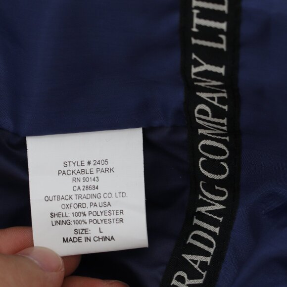 Outback Trading Company Jacket Men's Large Packable Parka Hooded Zip Pocket blue - Picture 14 of 15